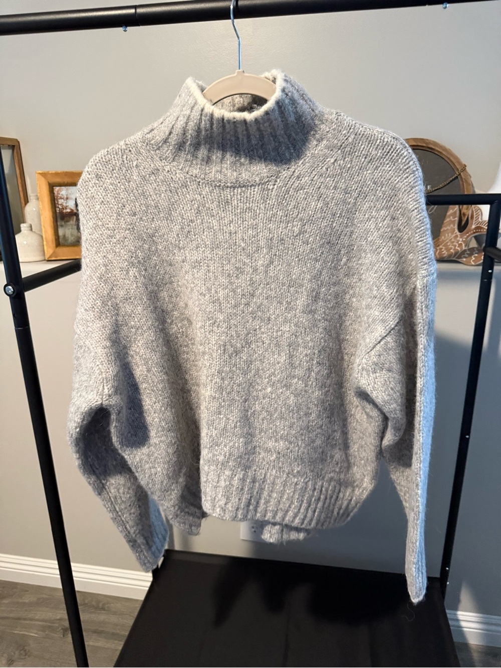 Madewell Light Gray Ribbed Turtleneck Sweater